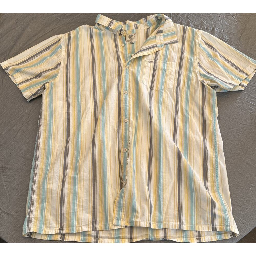 O’neill Mens Shirt XXL Y2K Multicolor Stripe Short Sleeve Tropical Island